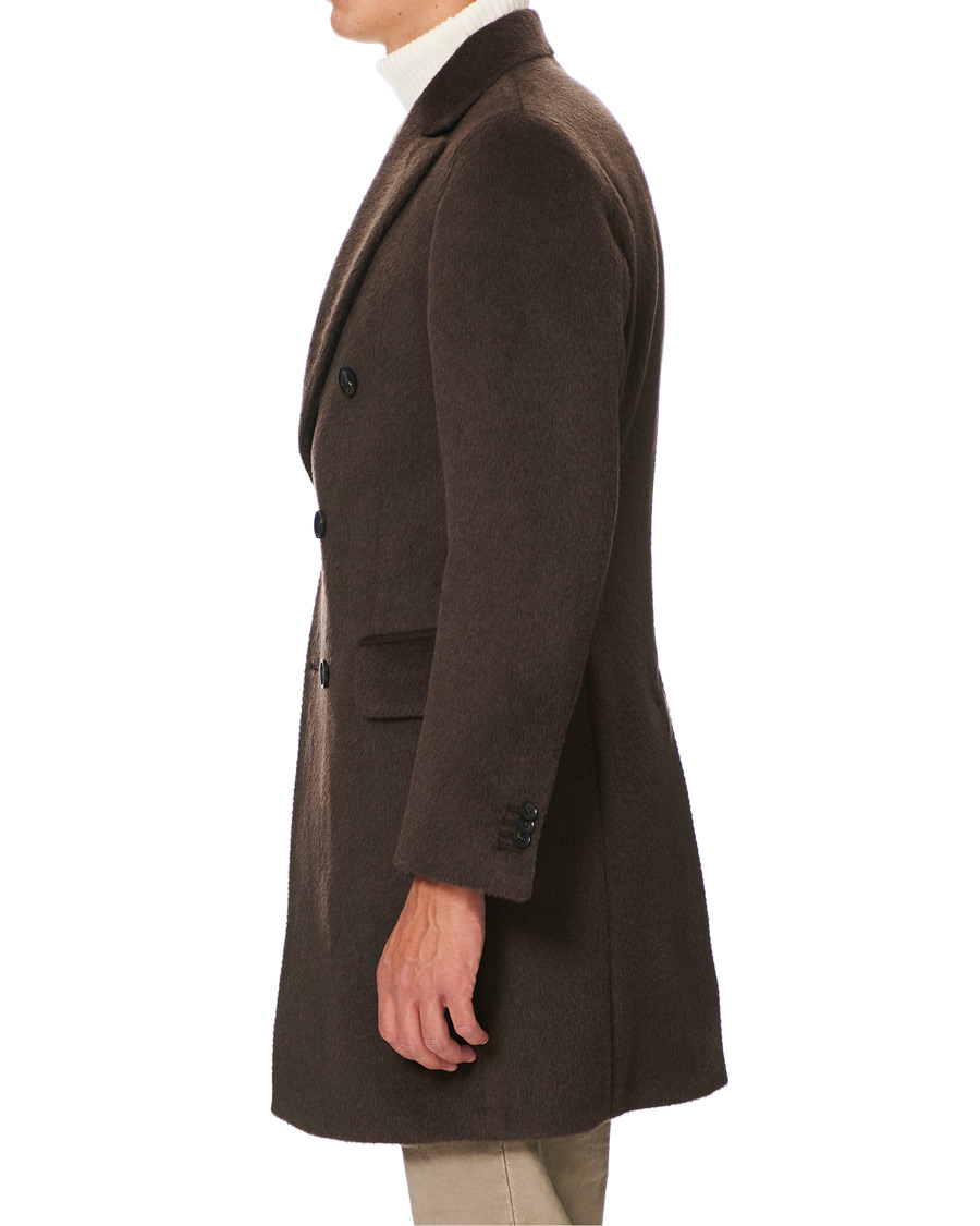 Herre | Jakker | Oscar Jacobson | Saul Delux Llama Wool Double Breasted Coat Brown