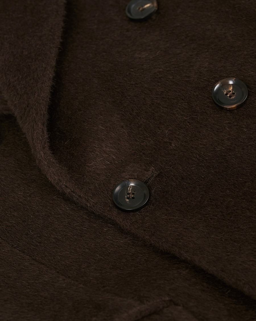 Herre | Jakker | Oscar Jacobson | Saul Delux Llama Wool Double Breasted Coat Brown