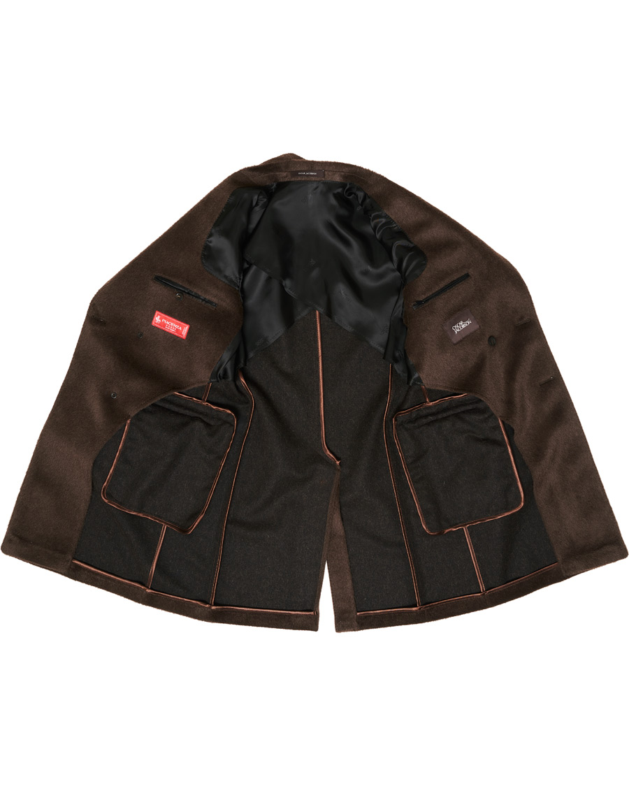 Herre | Jakker | Oscar Jacobson | Saul Delux Llama Wool Double Breasted Coat Brown