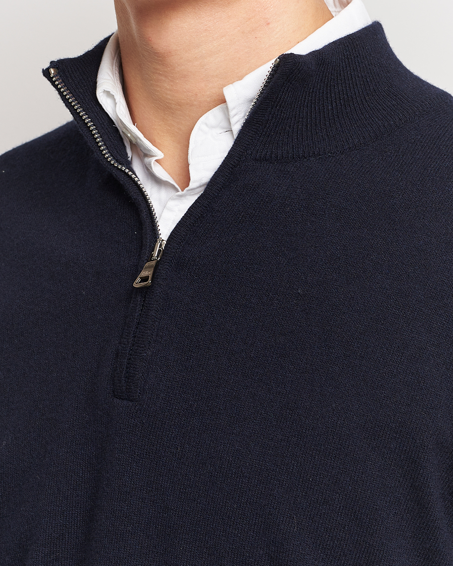 Herre | Trøjer | Oscar Jacobson | Patton Wool/Cashmere Half Zip Navy