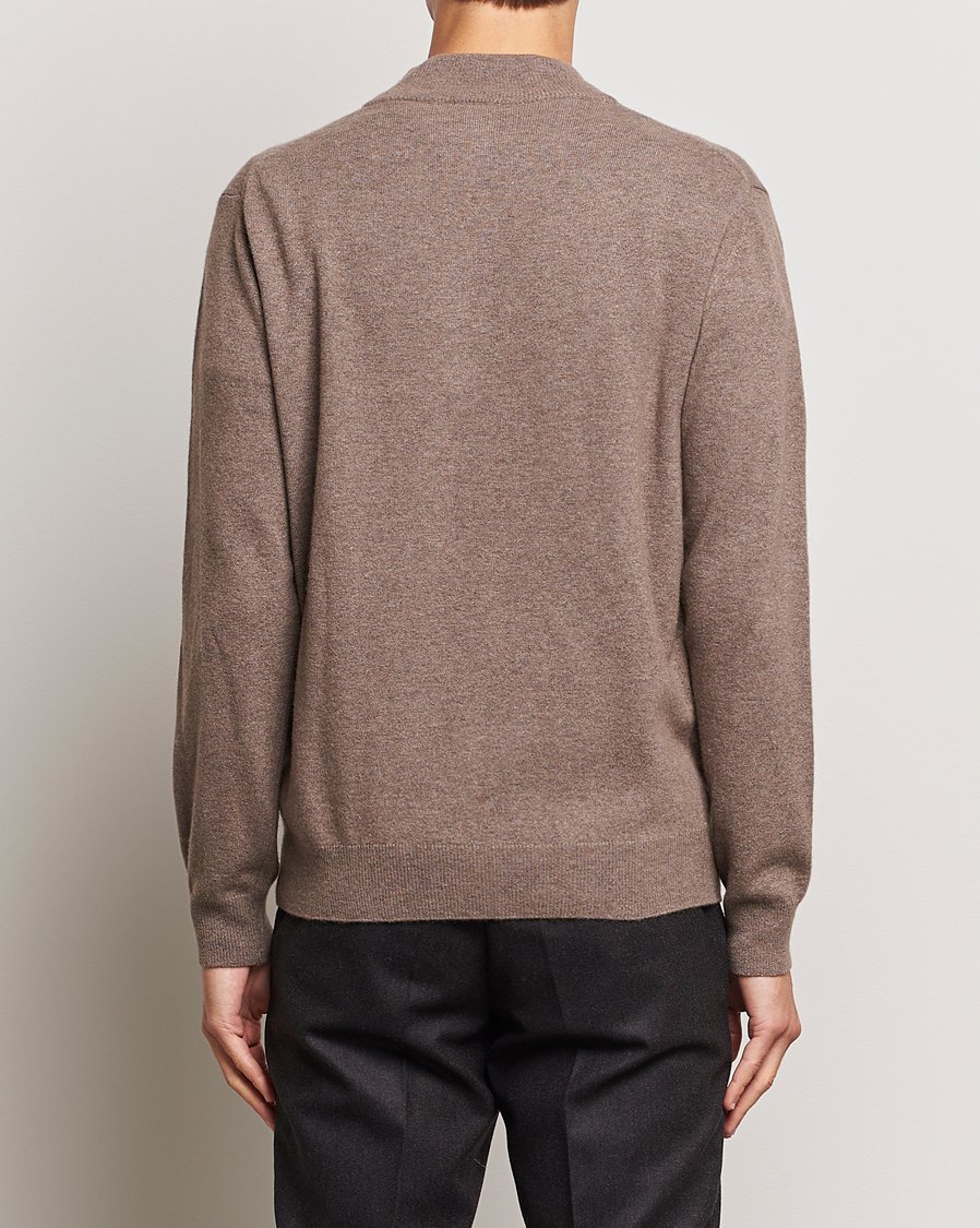 Herre | Trøjer | Oscar Jacobson | Patton Wool/Cashmere Half Zip Light Brown