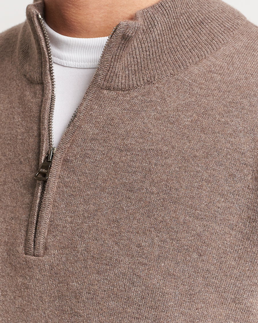 Herre | Trøjer | Oscar Jacobson | Patton Wool/Cashmere Half Zip Light Brown