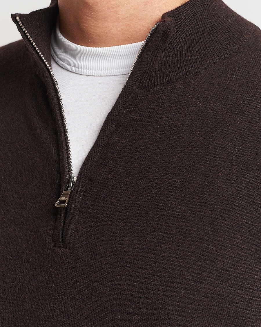Herre | Trøjer | Oscar Jacobson | Patton Wool/Cashmere Half Zip Brown