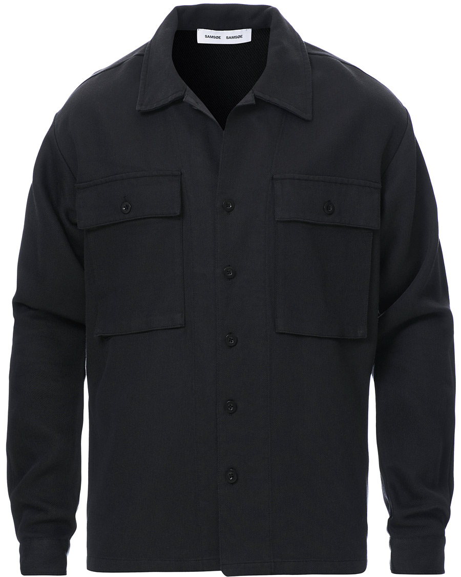 Herre | Skjorter | Samsøe Samsøe | Samsøe & Samsøe Vega Lyocell/Cotton Overshirt Black