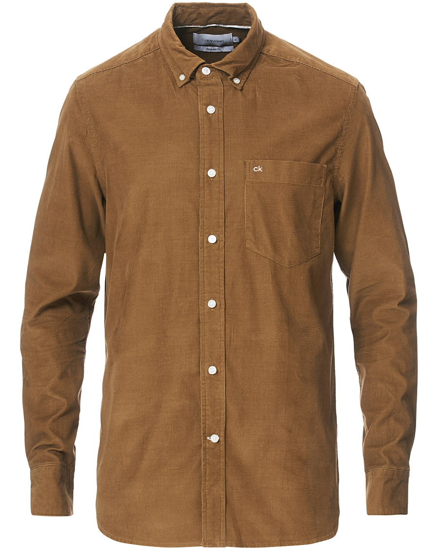 Herre | Skjorter | Calvin Klein | Fine Corduroy Button Down Shirt Caramel