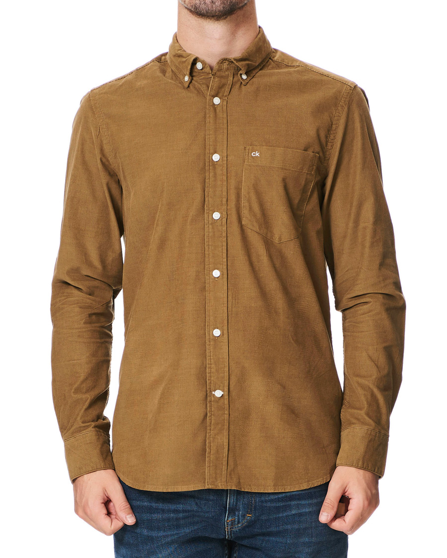 Herre | Skjorter | Calvin Klein | Fine Corduroy Button Down Shirt Caramel