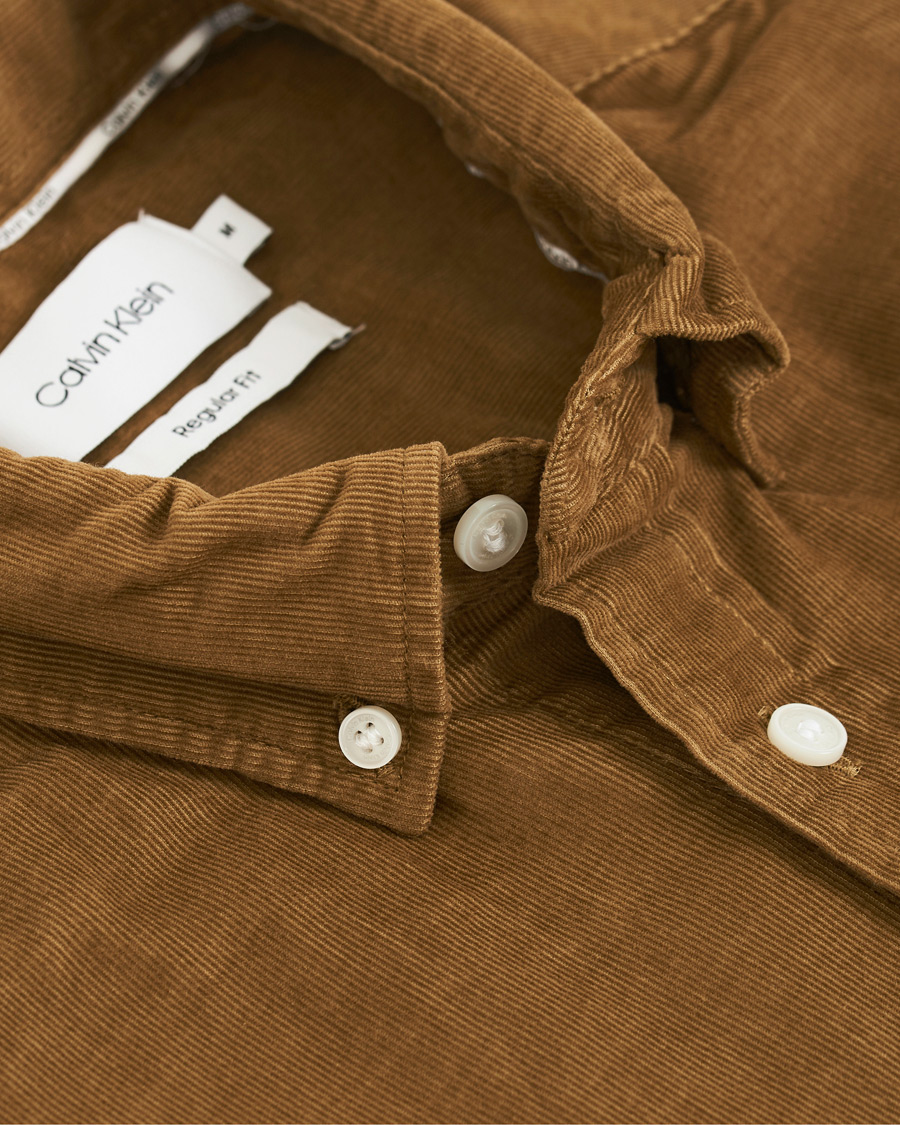 Herre | Skjorter | Calvin Klein | Fine Corduroy Button Down Shirt Caramel