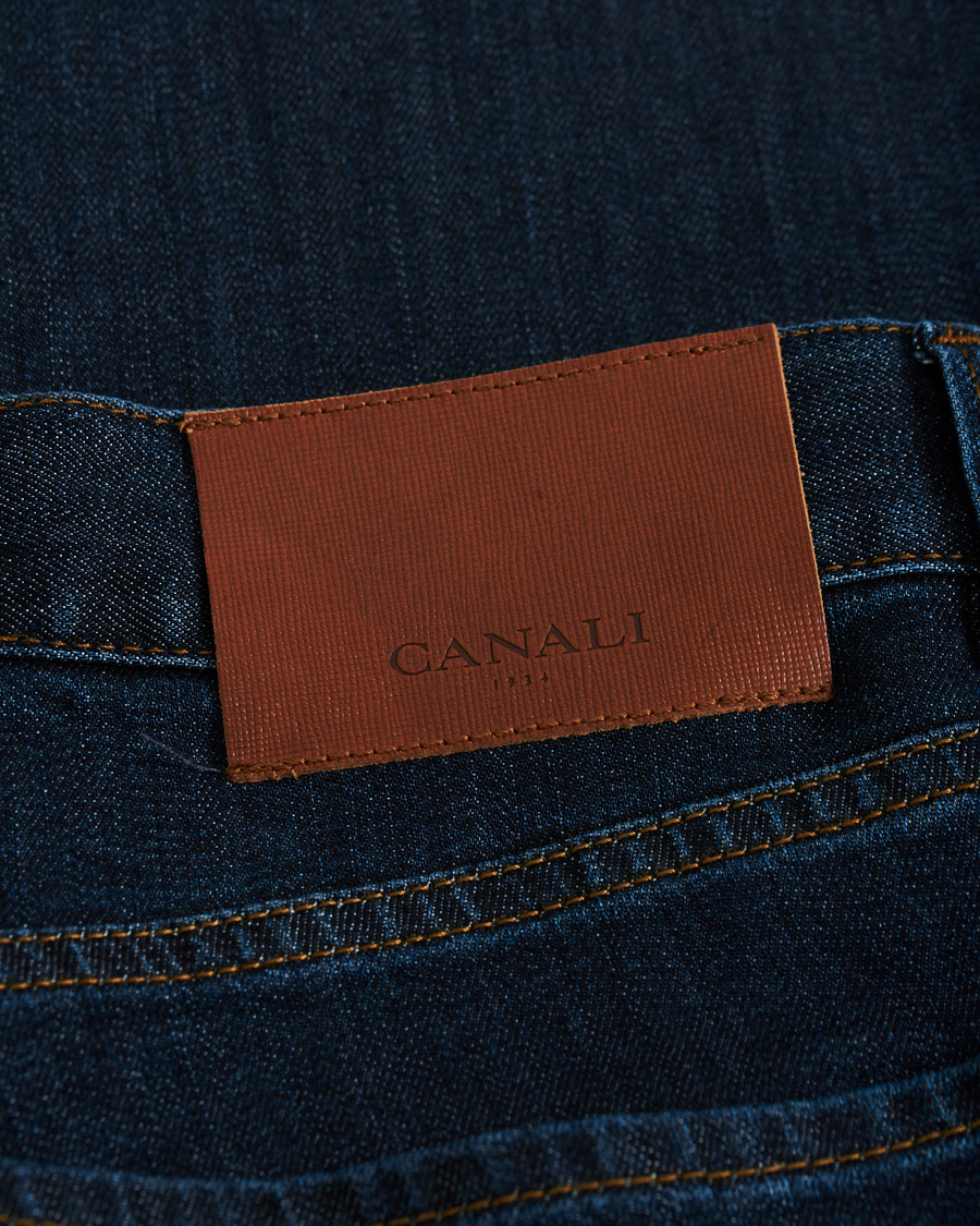Herre | Jeans | Canali | Slim Fit Stretch Jeans Dark Blue Wash