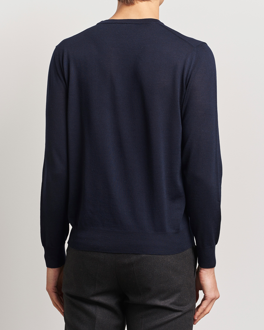 Herre | Trøjer | Canali | Merino Wool Crew Neck Navy