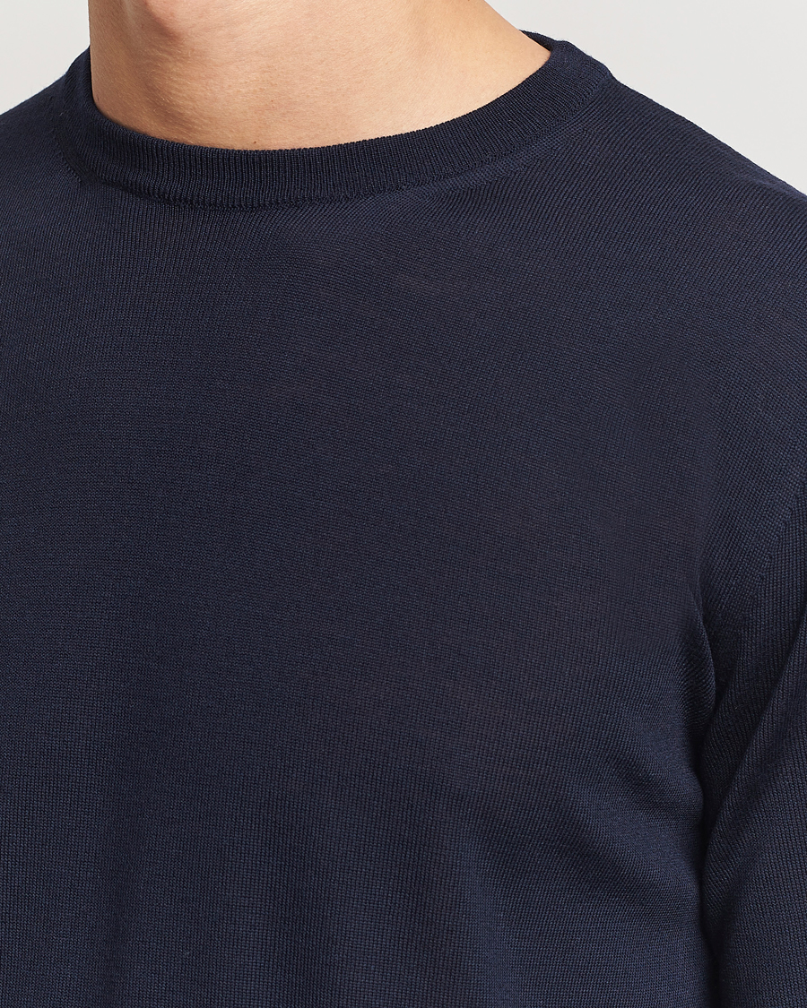 Herre | Trøjer | Canali | Merino Wool Crew Neck Navy
