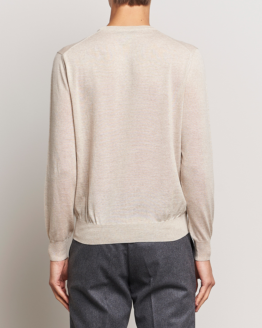 Herre | Trøjer | Canali | Merino Wool Crew Neck Light Beige