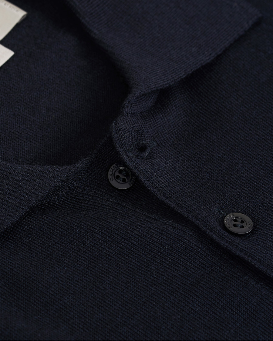 Herre | Trøjer | Canali | Merino Wool Knitted Polo Navy