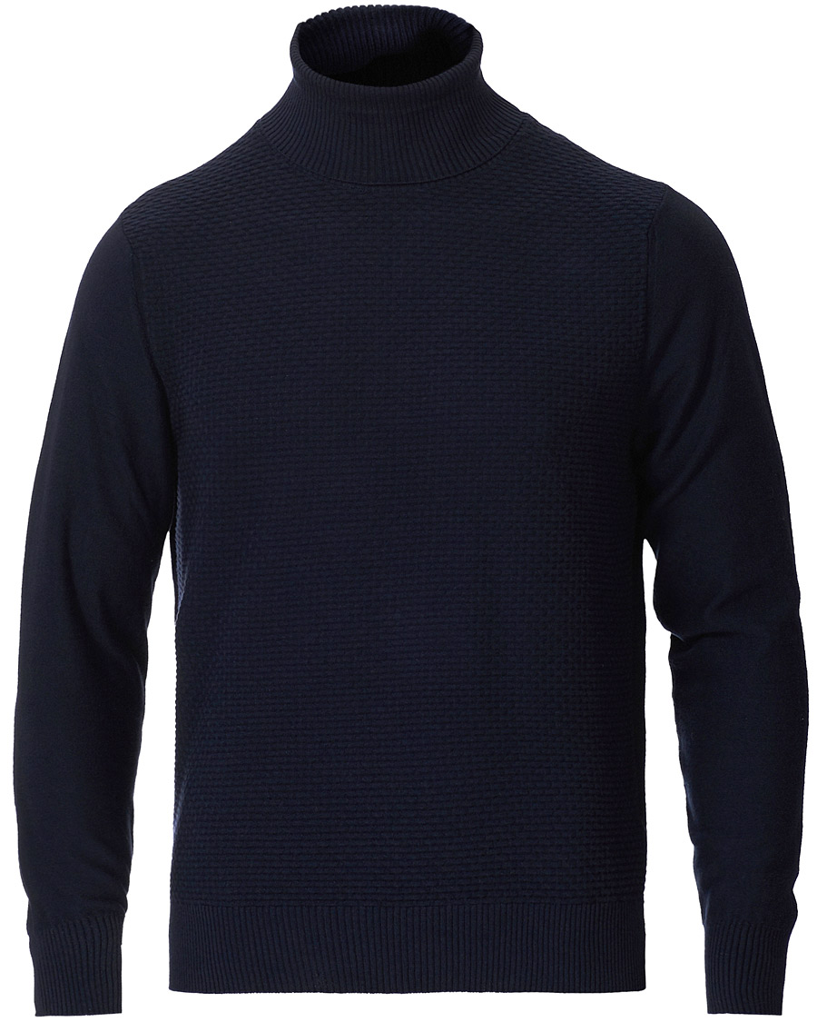 Herre | Trøjer | Canali | Micro Pattern Turtleneck Navy