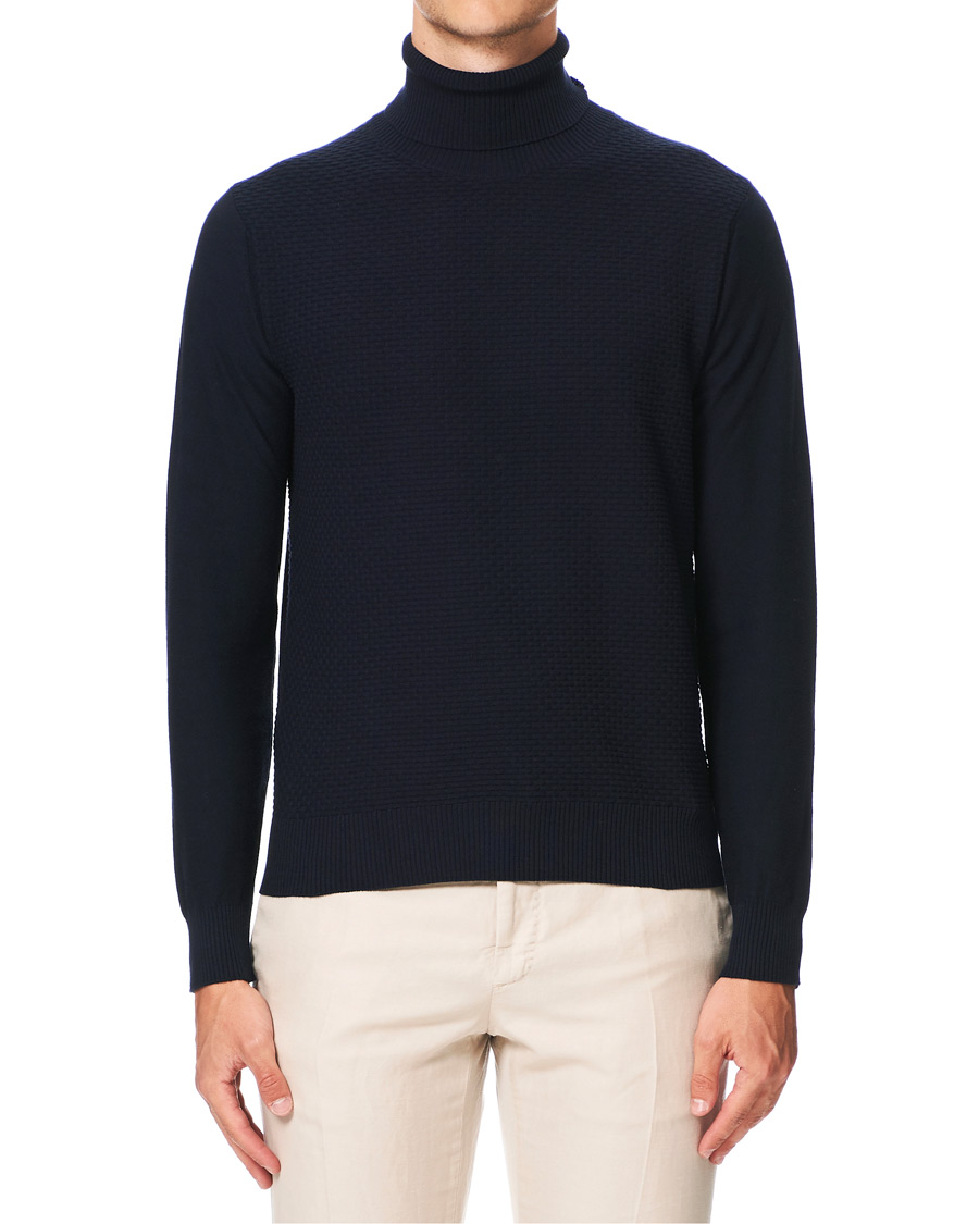Herre | Trøjer | Canali | Micro Pattern Turtleneck Navy