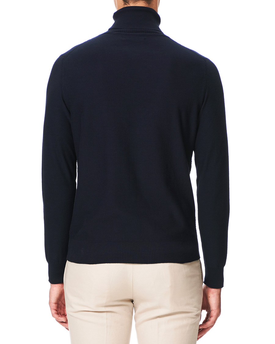 Herre | Trøjer | Canali | Micro Pattern Turtleneck Navy