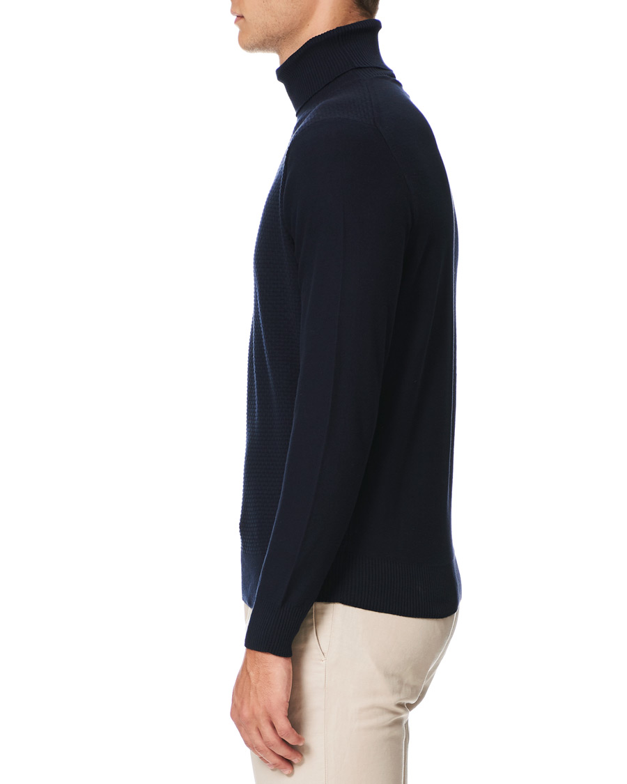 Herre | Trøjer | Canali | Micro Pattern Turtleneck Navy