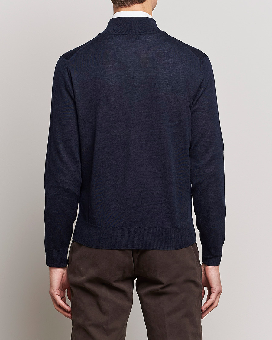 Herre | Trøjer | Canali | Merino Wool Full Zip Navy