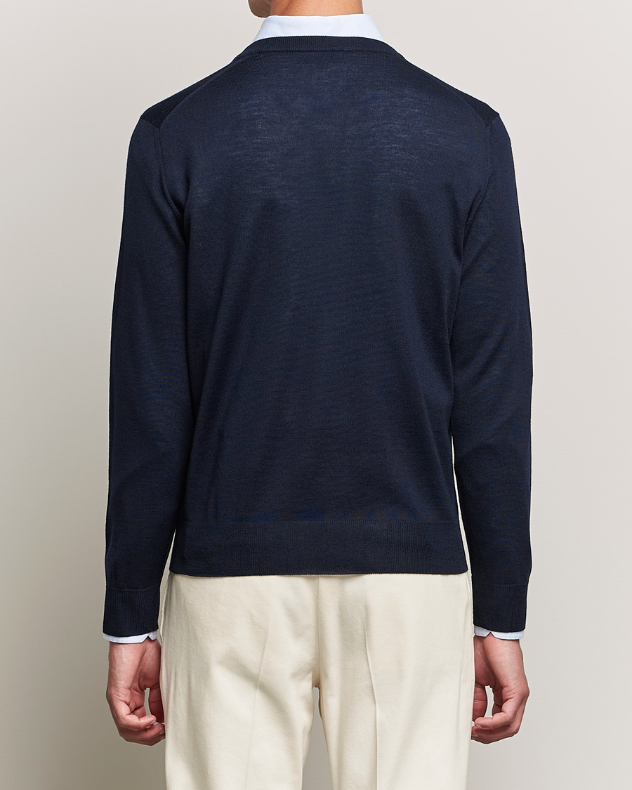 Herre | Trøjer | Canali | Merino Wool V-Neck Navy