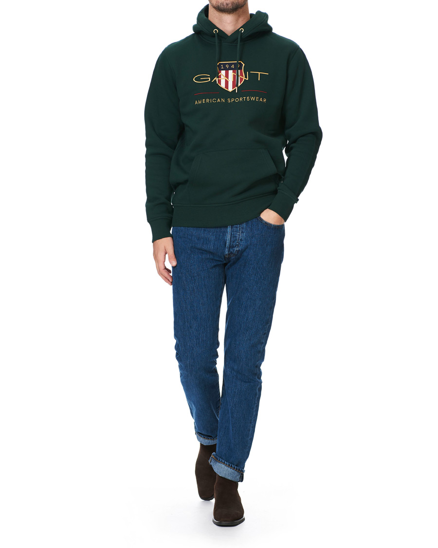 Herre | Trøjer | GANT | Archive Shield Hoodie Tartan Green