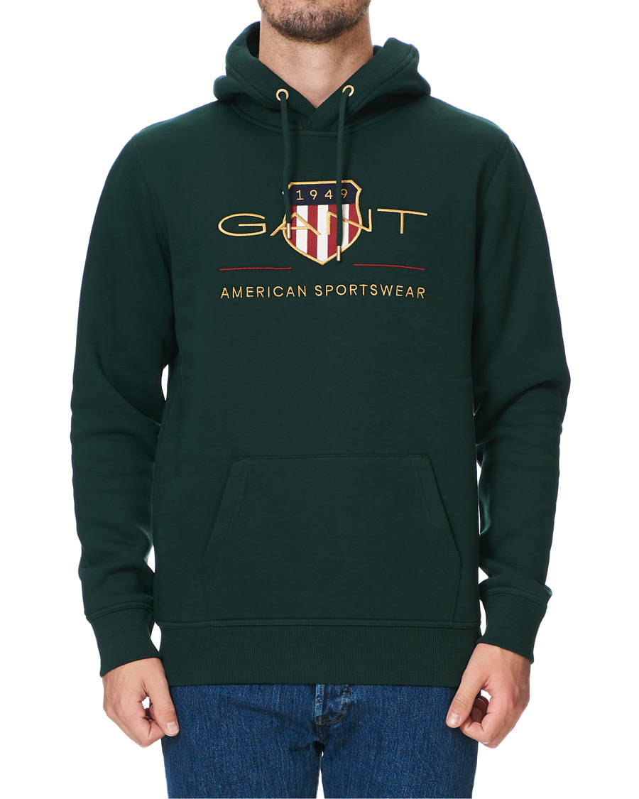 Herre | Trøjer | GANT | Archive Shield Hoodie Tartan Green