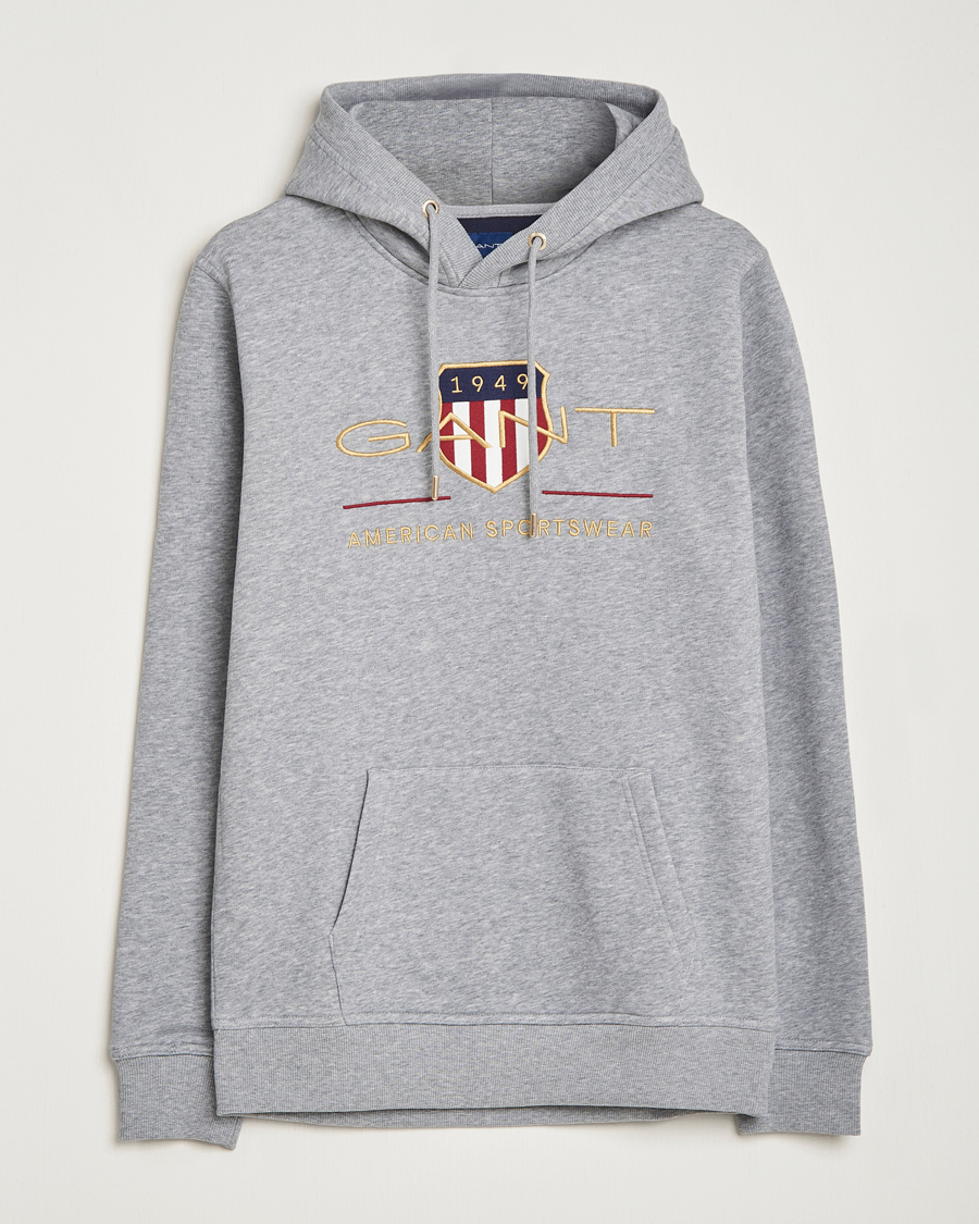 Herre | Trøjer | GANT | Archive Shield Hoodie Grey Melange