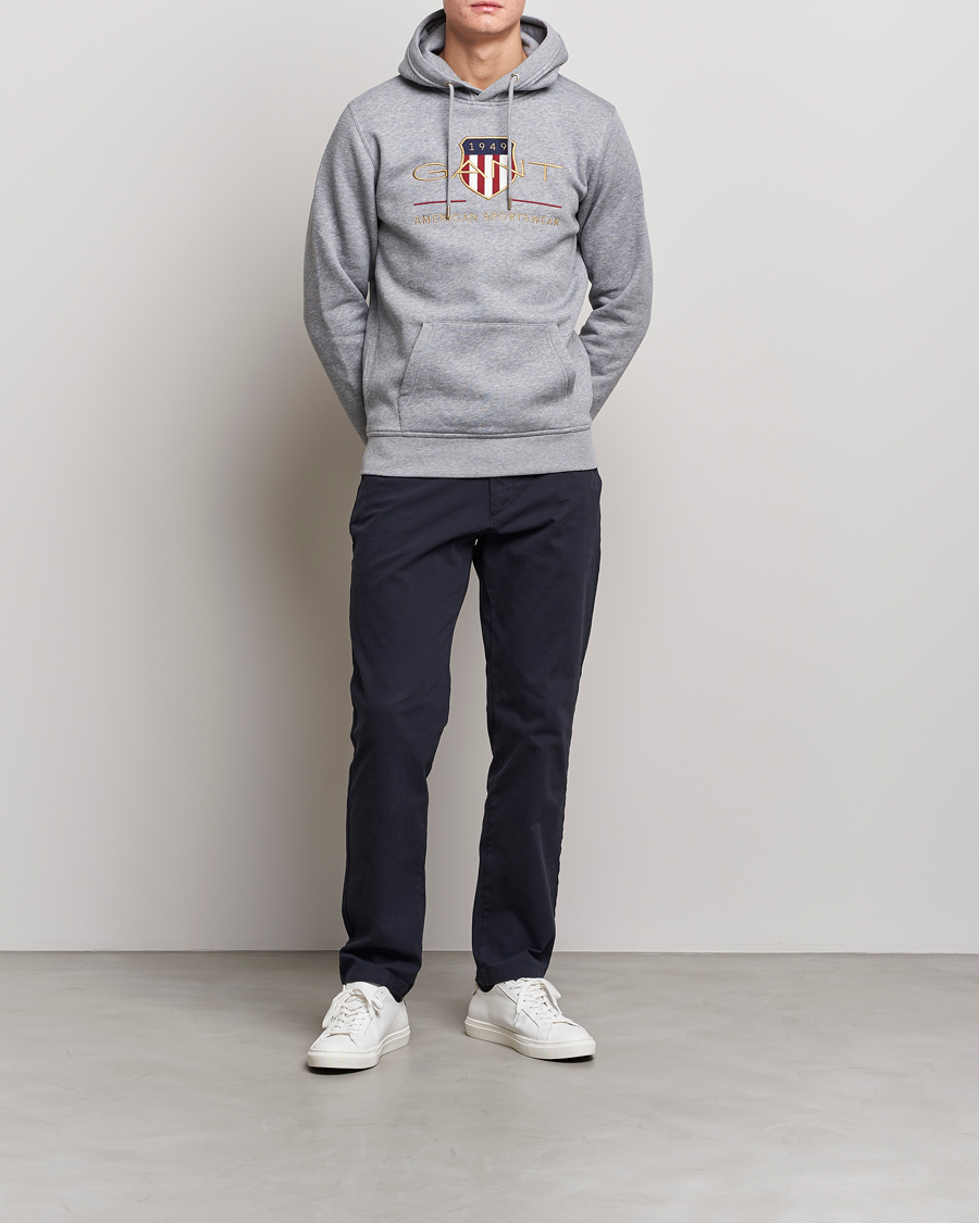 Herre | Trøjer | GANT | Archive Shield Hoodie Grey Melange