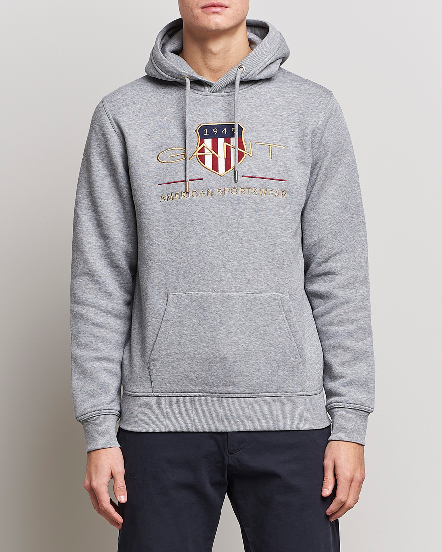 Herre | Trøjer | GANT | Archive Shield Hoodie Grey Melange