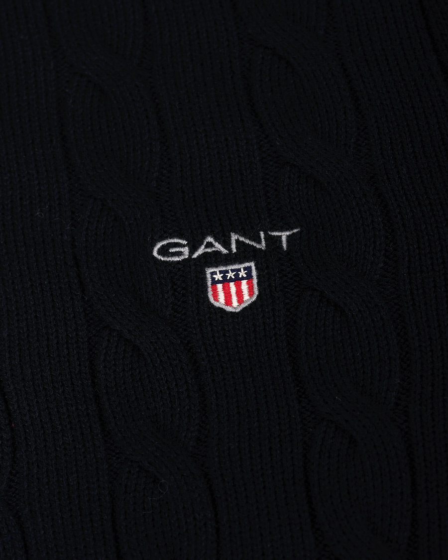 Herre | Trøjer | GANT | Cotton Cable Turtleneck Evening Blue