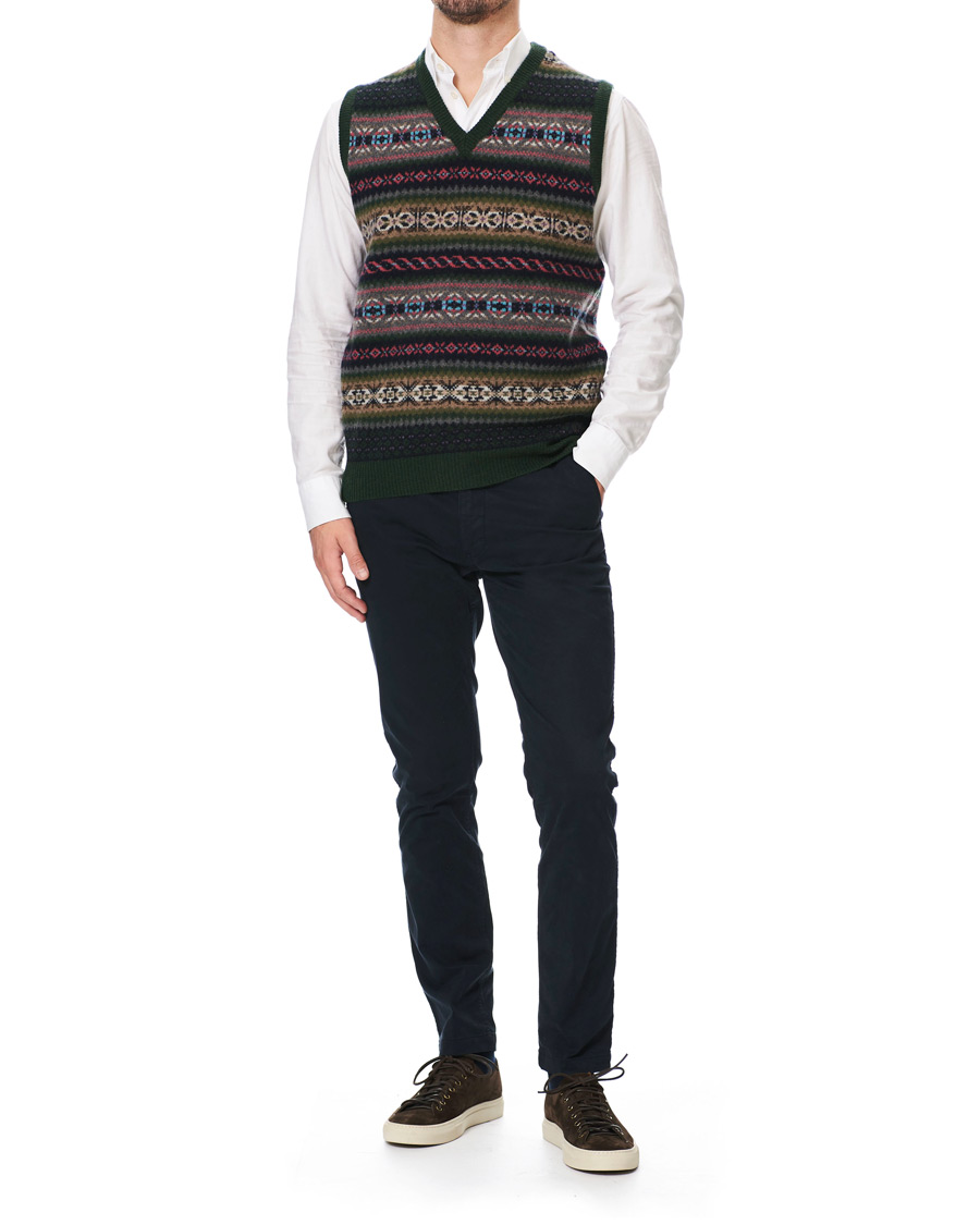 Herre | Trøjer | GANT | Holiday Fairisle Slipover Tartan Green