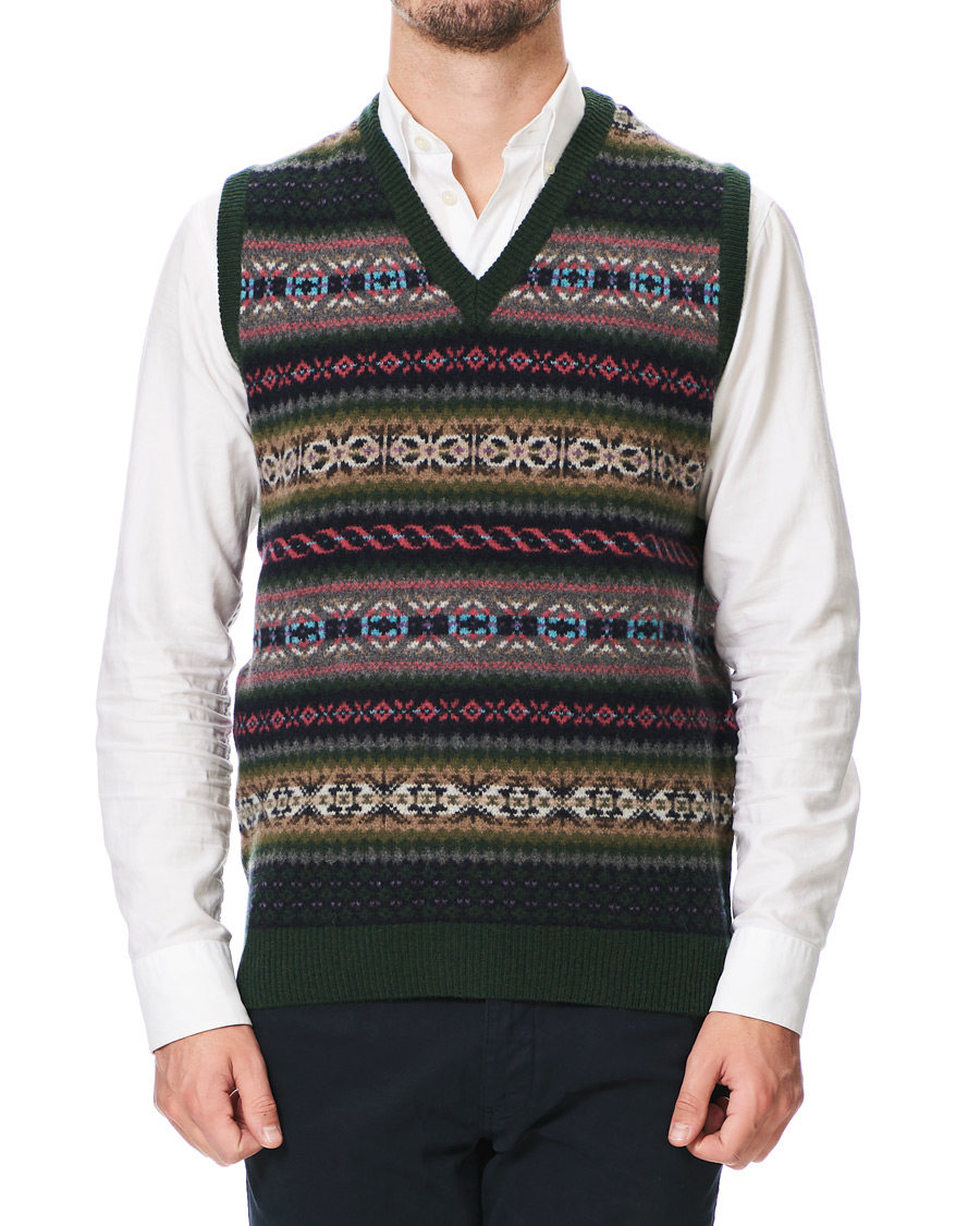 Herre | Trøjer | Gant | Holiday Fairisle Slipover Tartan Green