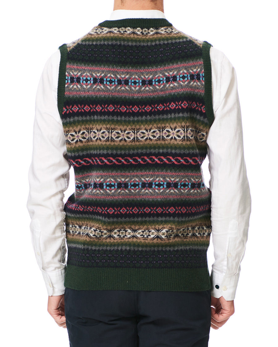 Herre | Trøjer | GANT | Holiday Fairisle Slipover Tartan Green