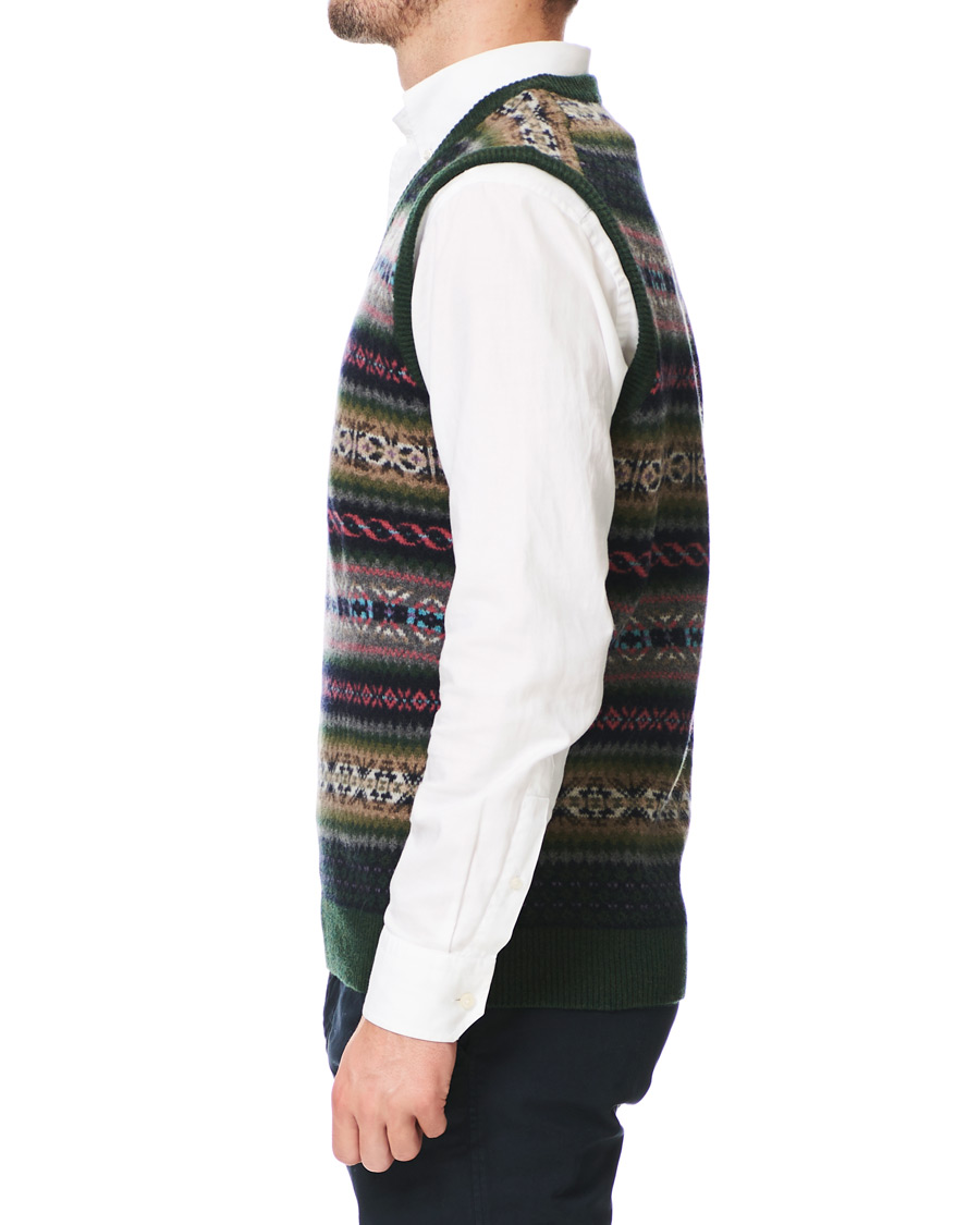 Herre | Trøjer | GANT | Holiday Fairisle Slipover Tartan Green