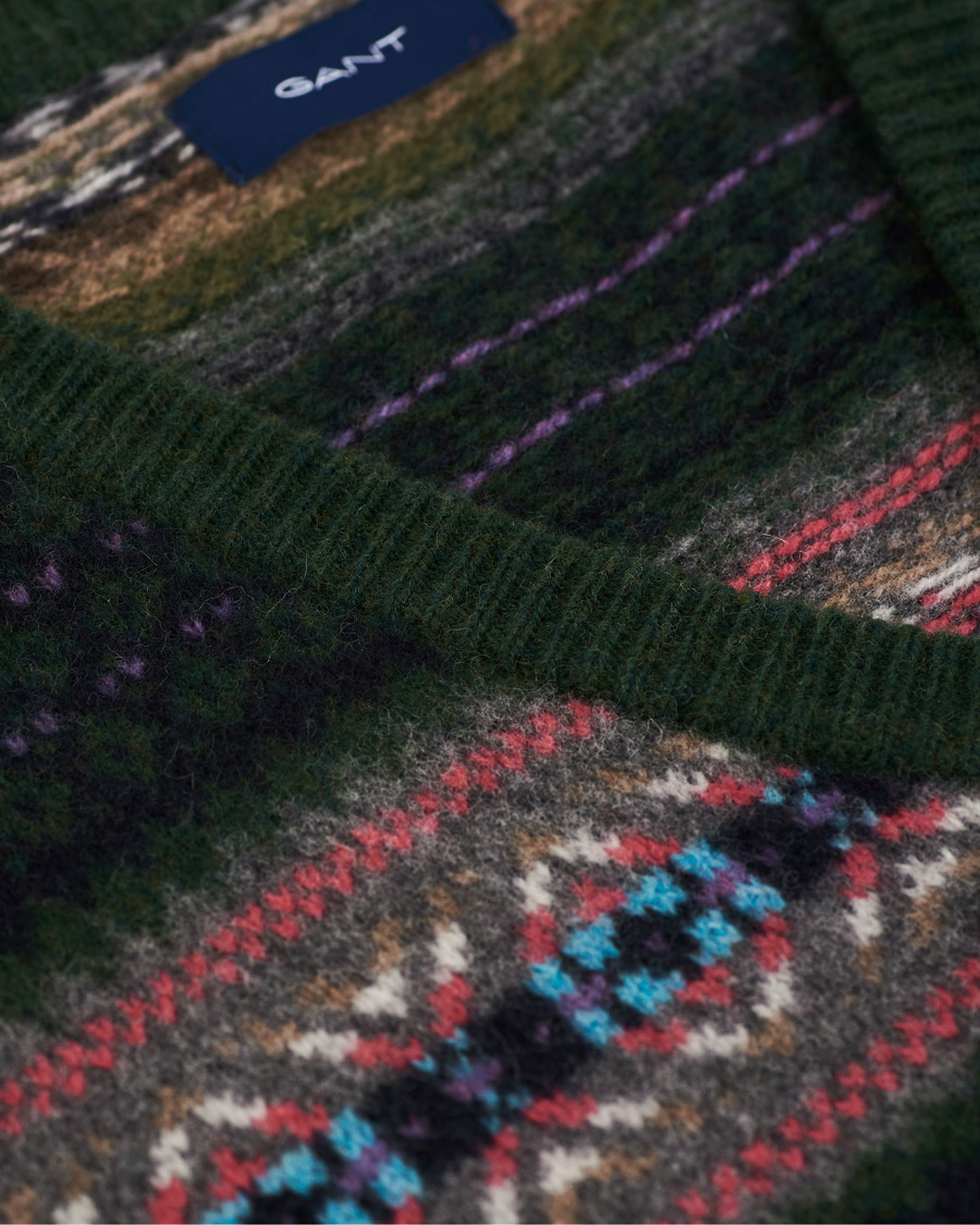 Herre | Trøjer | GANT | Holiday Fairisle Slipover Tartan Green