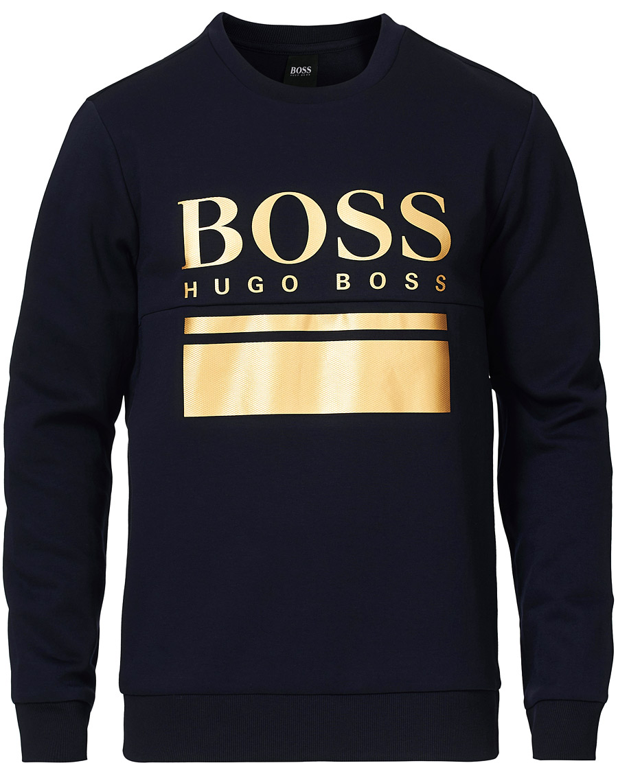 Herre | Trøjer | BOSS GREEN | BOSS Athleisure Salbo Crew Neck Sweater Navy/Gold