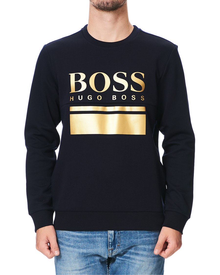 Herre | Trøjer | BOSS GREEN | BOSS Athleisure Salbo Crew Neck Sweater Navy/Gold