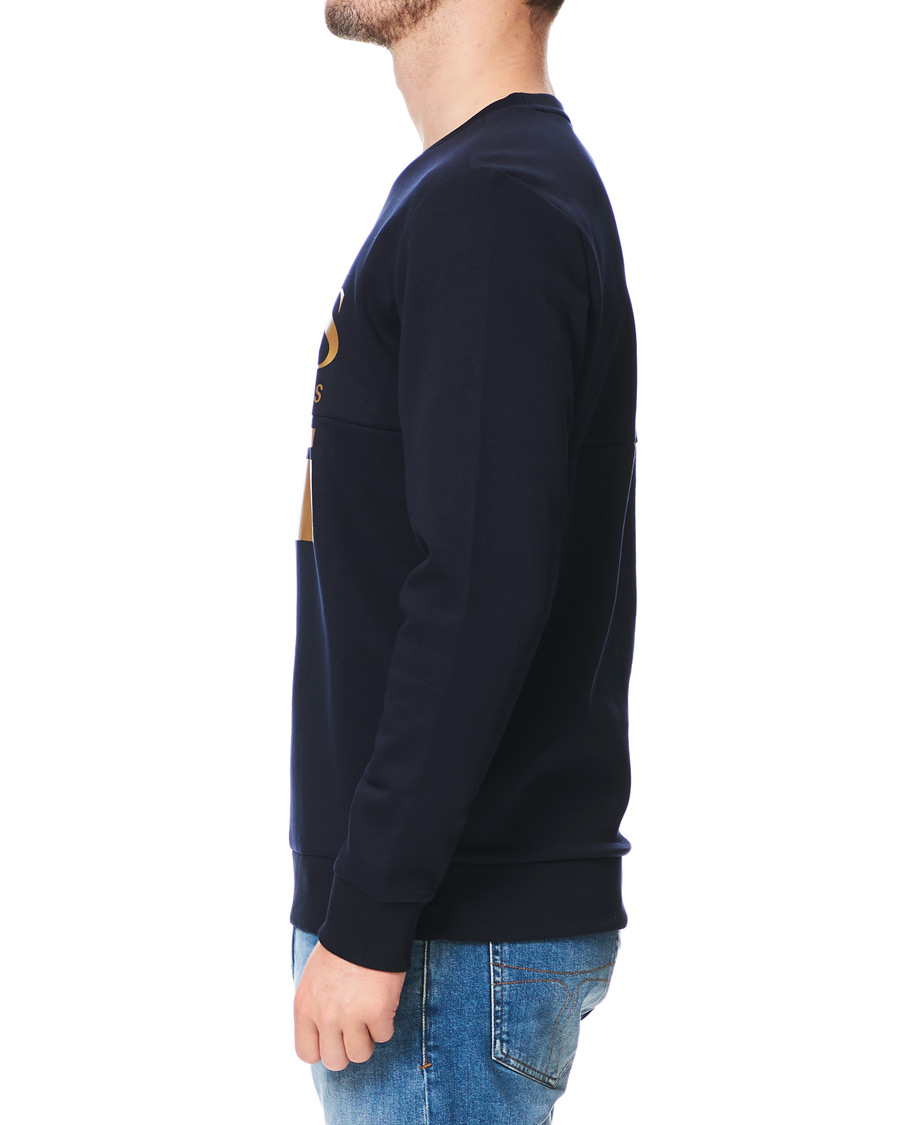 Herre | Trøjer | BOSS GREEN | BOSS Athleisure Salbo Crew Neck Sweater Navy/Gold