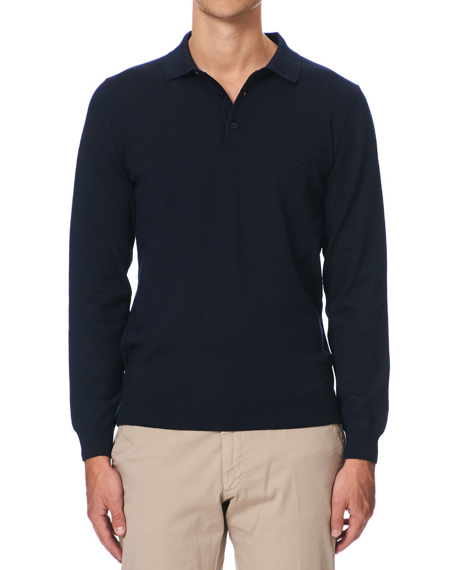 Herre | Trøjer | BOSS BLACK | BOSS Bono Knitted Polo Dark Blue