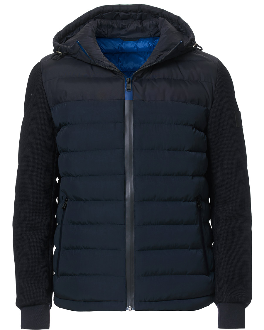 Herre | Jakker | BOSS BLACK | BOSS Celran Garment Dyed Nylon Hybrid Jacket Dark Blue
