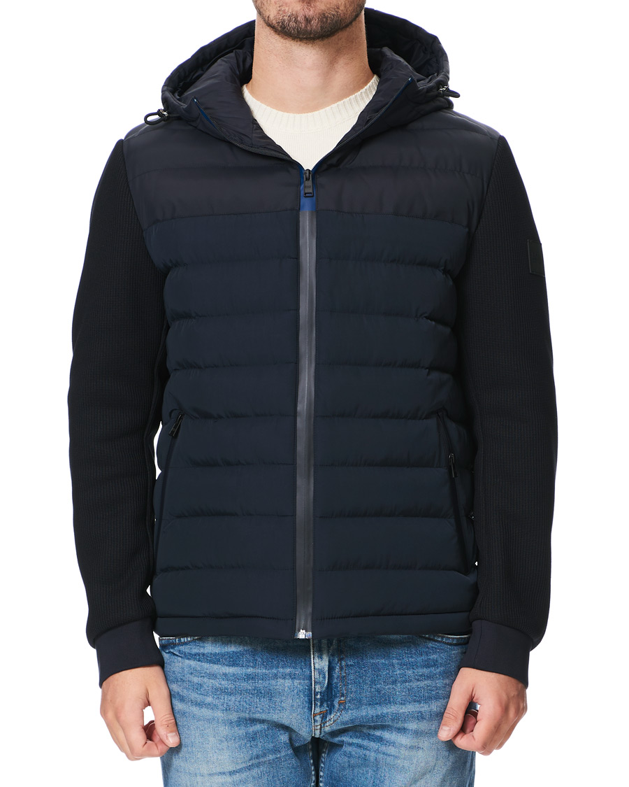 Herre | Jakker | BOSS BLACK | BOSS Celran Garment Dyed Nylon Hybrid Jacket Dark Blue