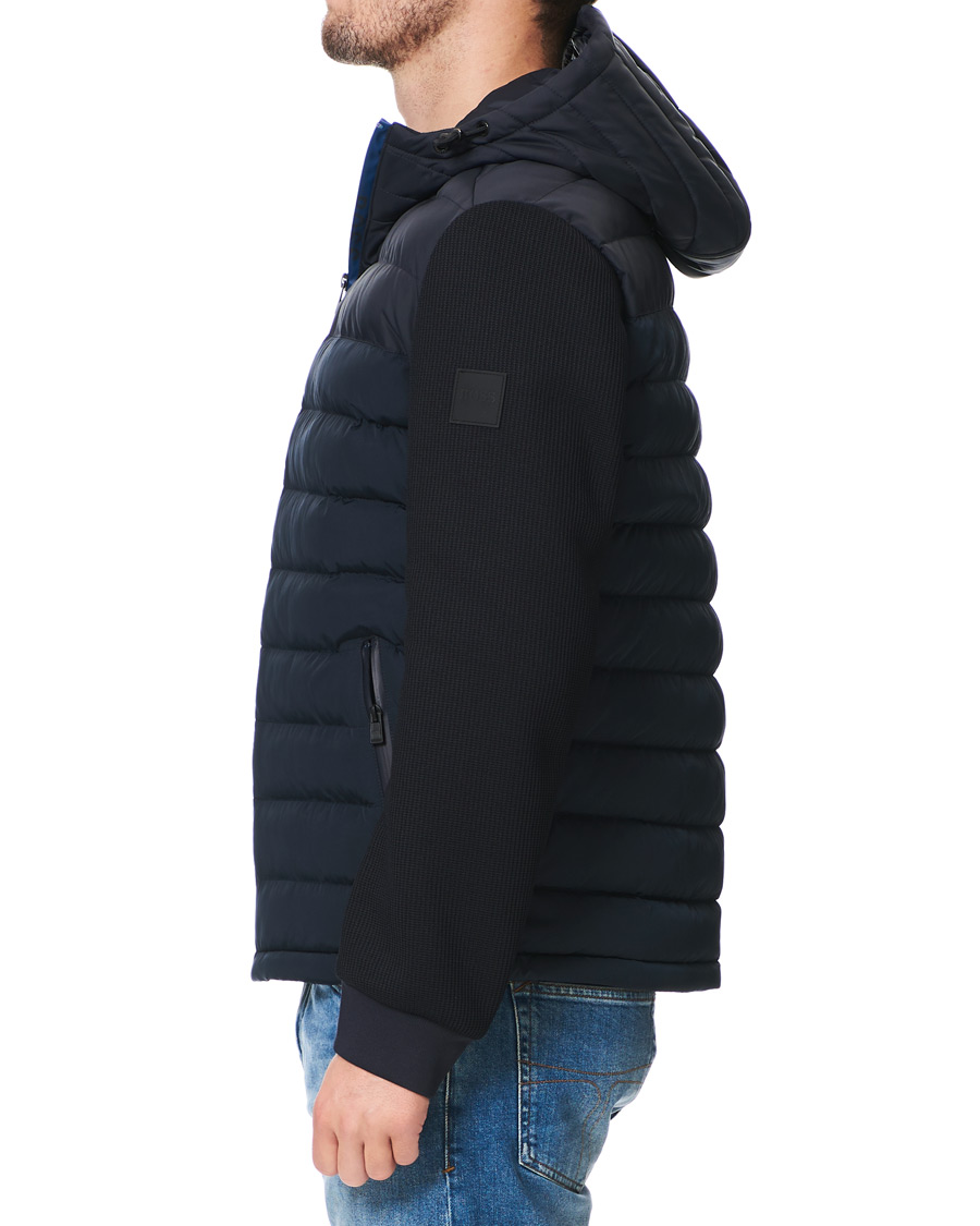 Herre | Jakker | BOSS BLACK | BOSS Celran Garment Dyed Nylon Hybrid Jacket Dark Blue