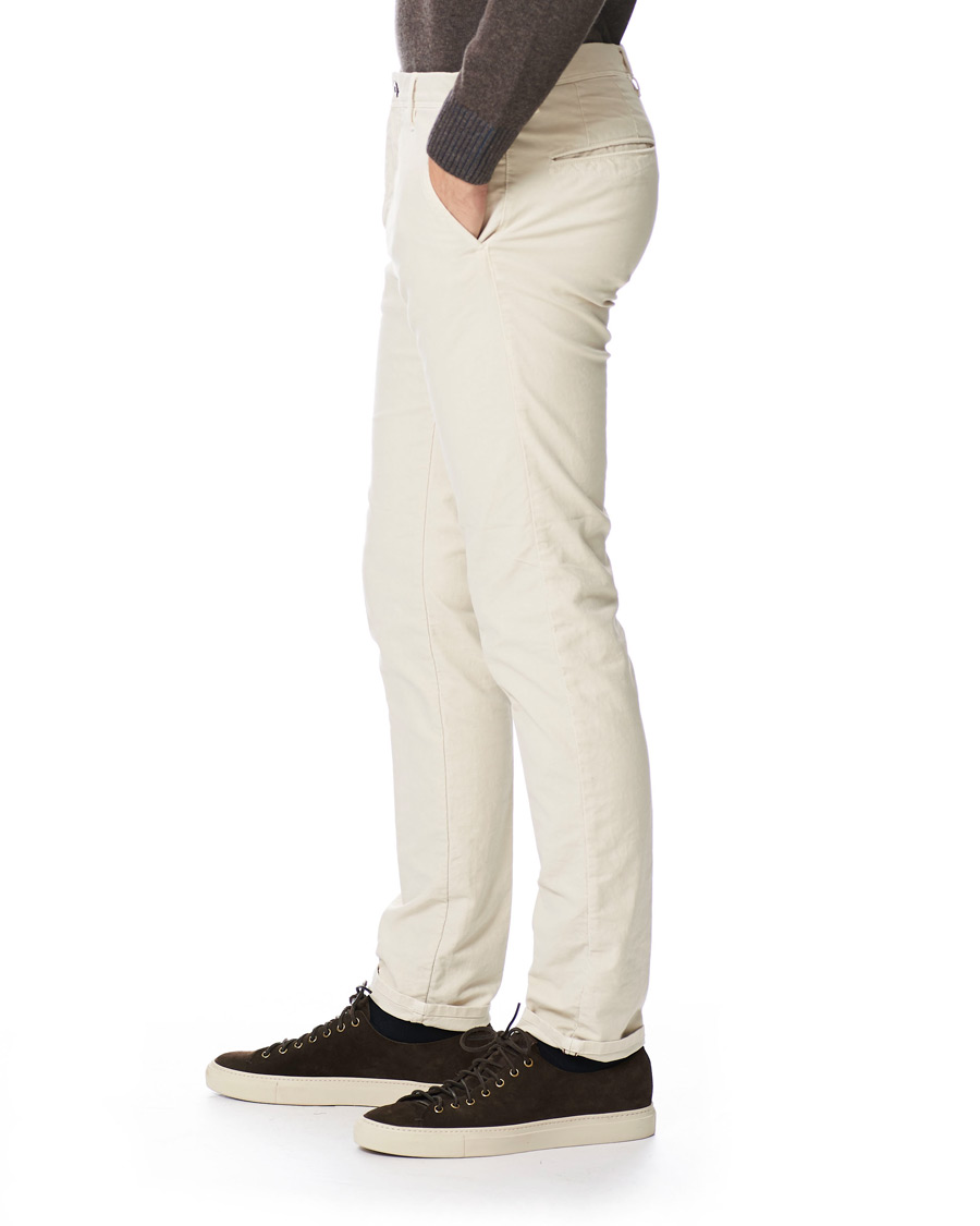 Herre | Bukser | Incotex | Slim Fit Garment Dyed Washed Slacks Off White