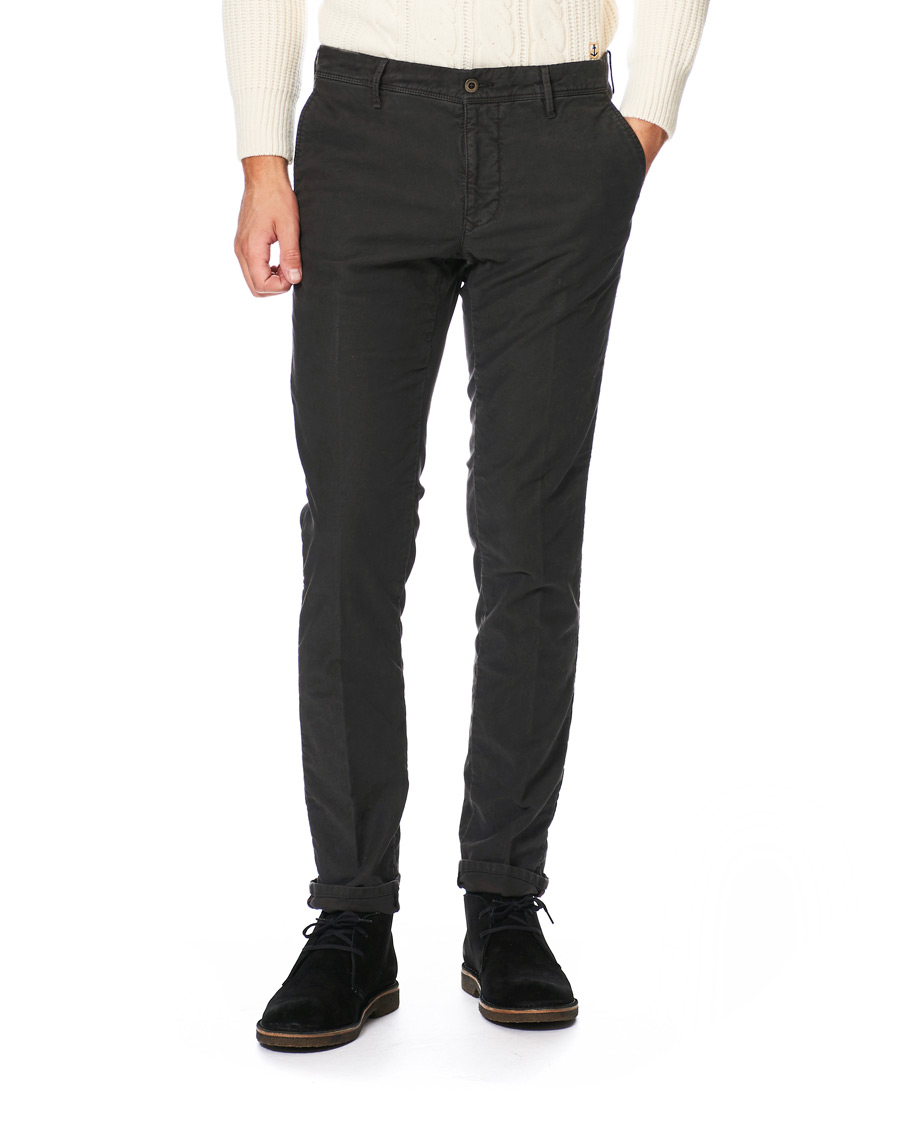 Herre | Bukser | Incotex | Slim Fit Garment Dyed Washed Slacks Black