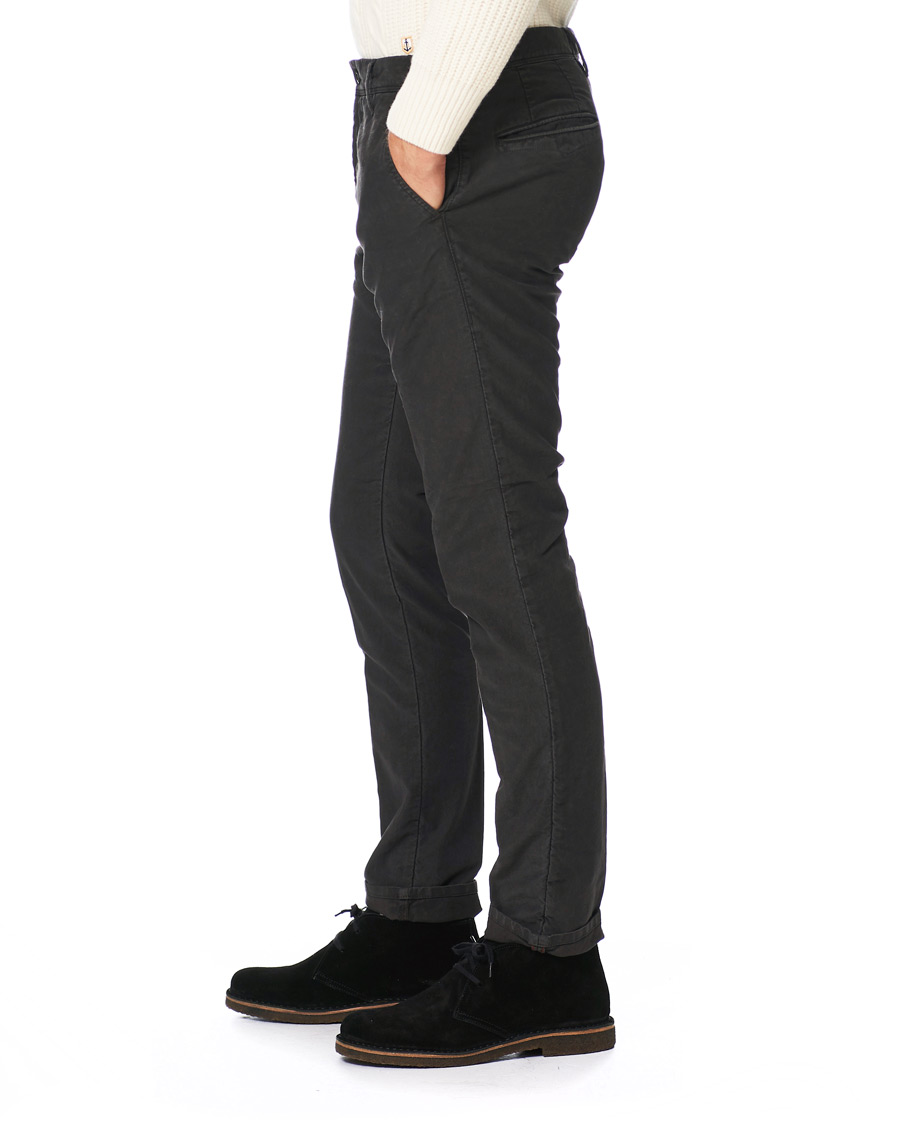 Herre | Bukser | Incotex | Slim Fit Garment Dyed Washed Slacks Black