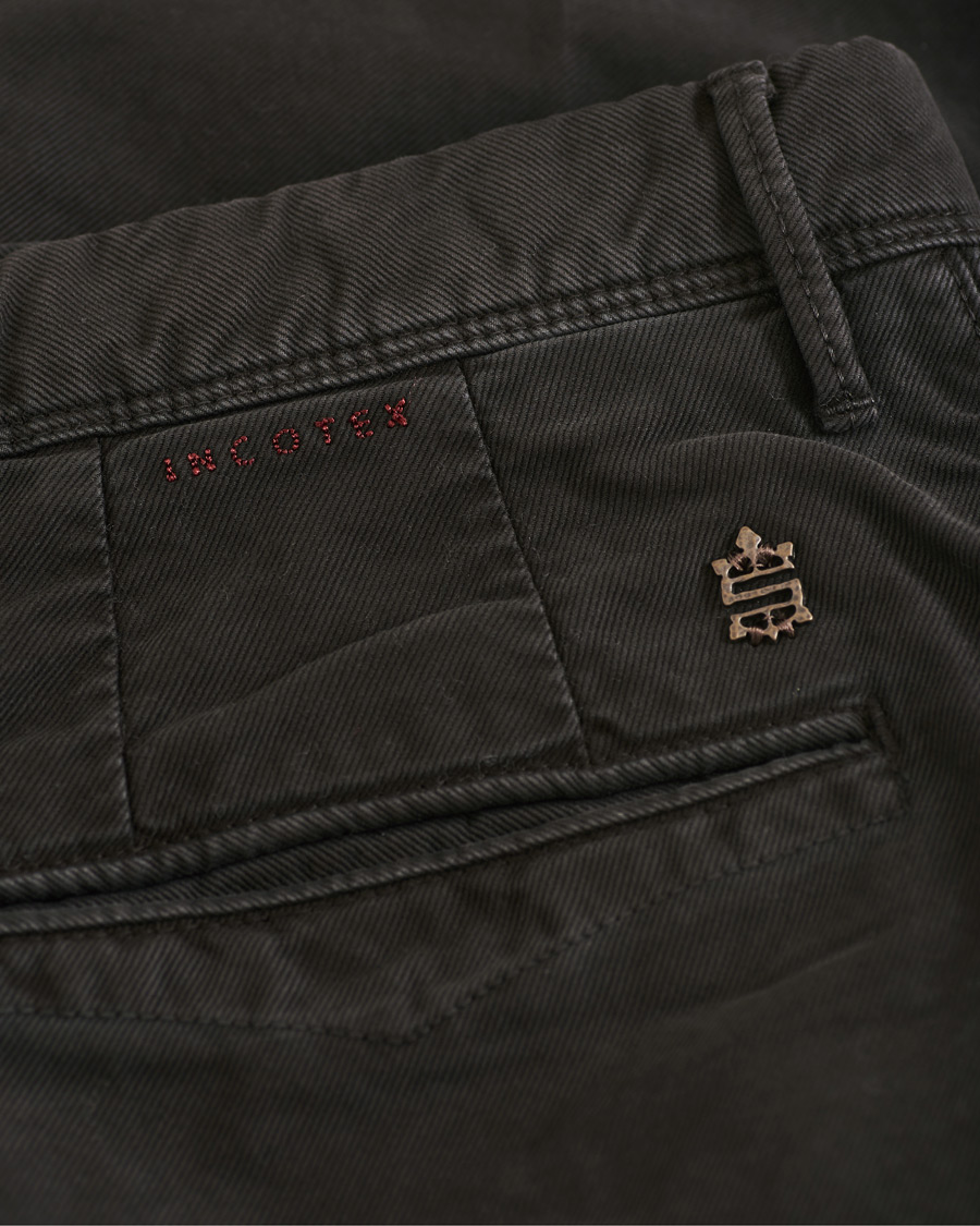 Herre | Bukser | Incotex | Slim Fit Garment Dyed Washed Slacks Black