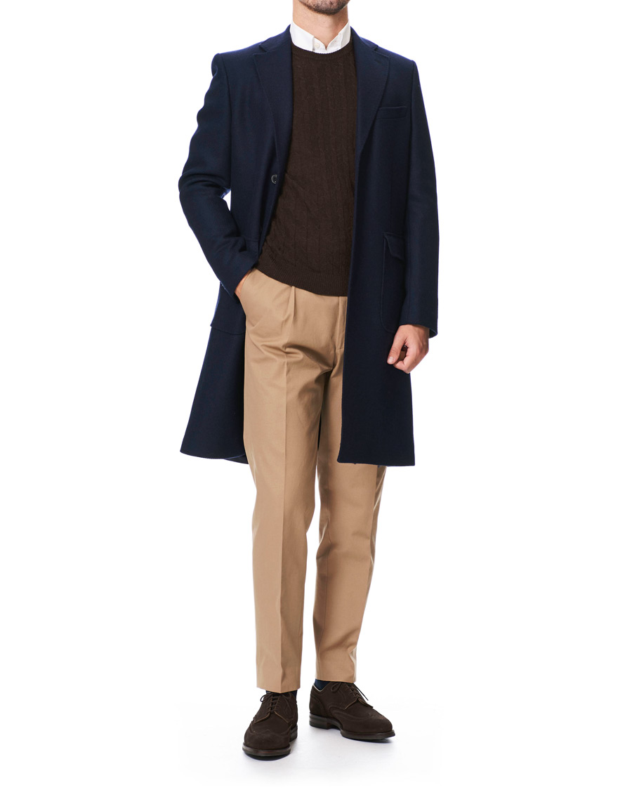 Herre | Jakker | Morris Heritage | Structured Wool Patch Pocket Coat Navy