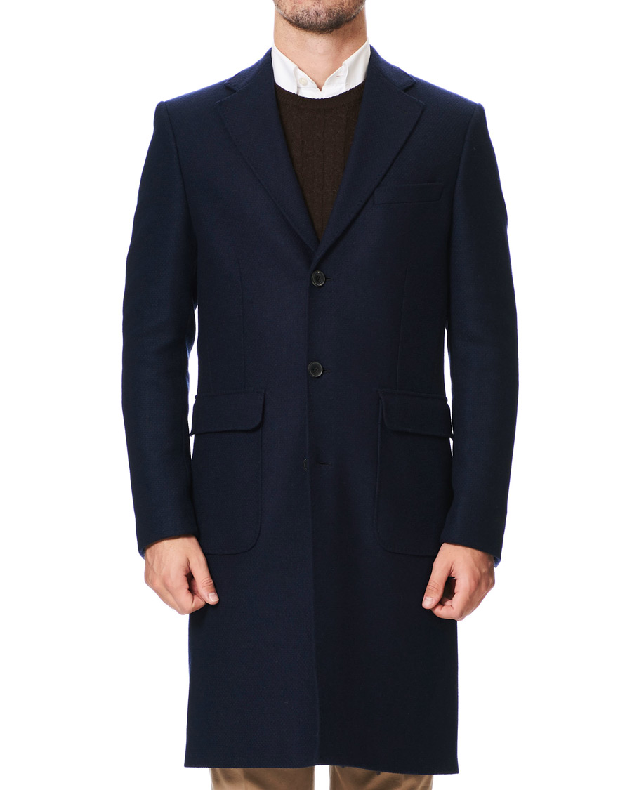Herre | Jakker | Morris Heritage | Structured Wool Patch Pocket Coat Navy