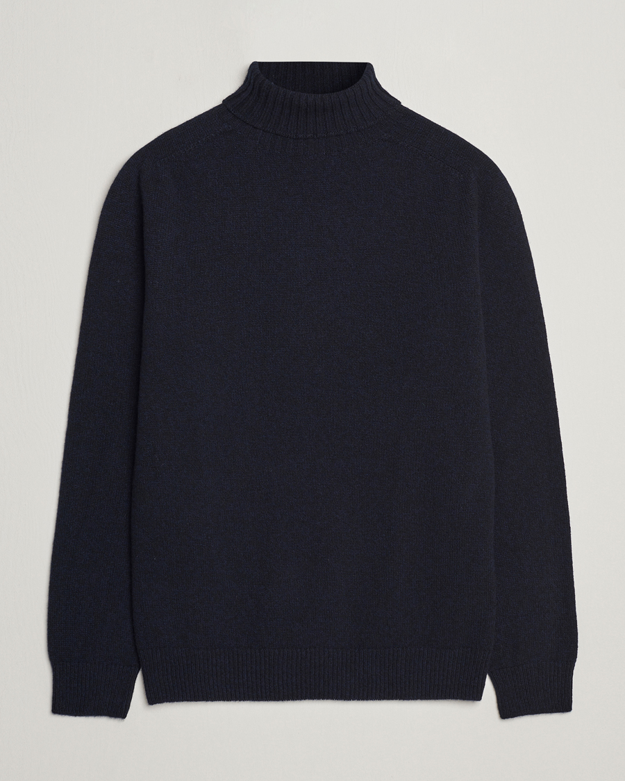 Herre | Trøjer | Sunspel | Lambswool Poloshirt Dark Navy Moiline