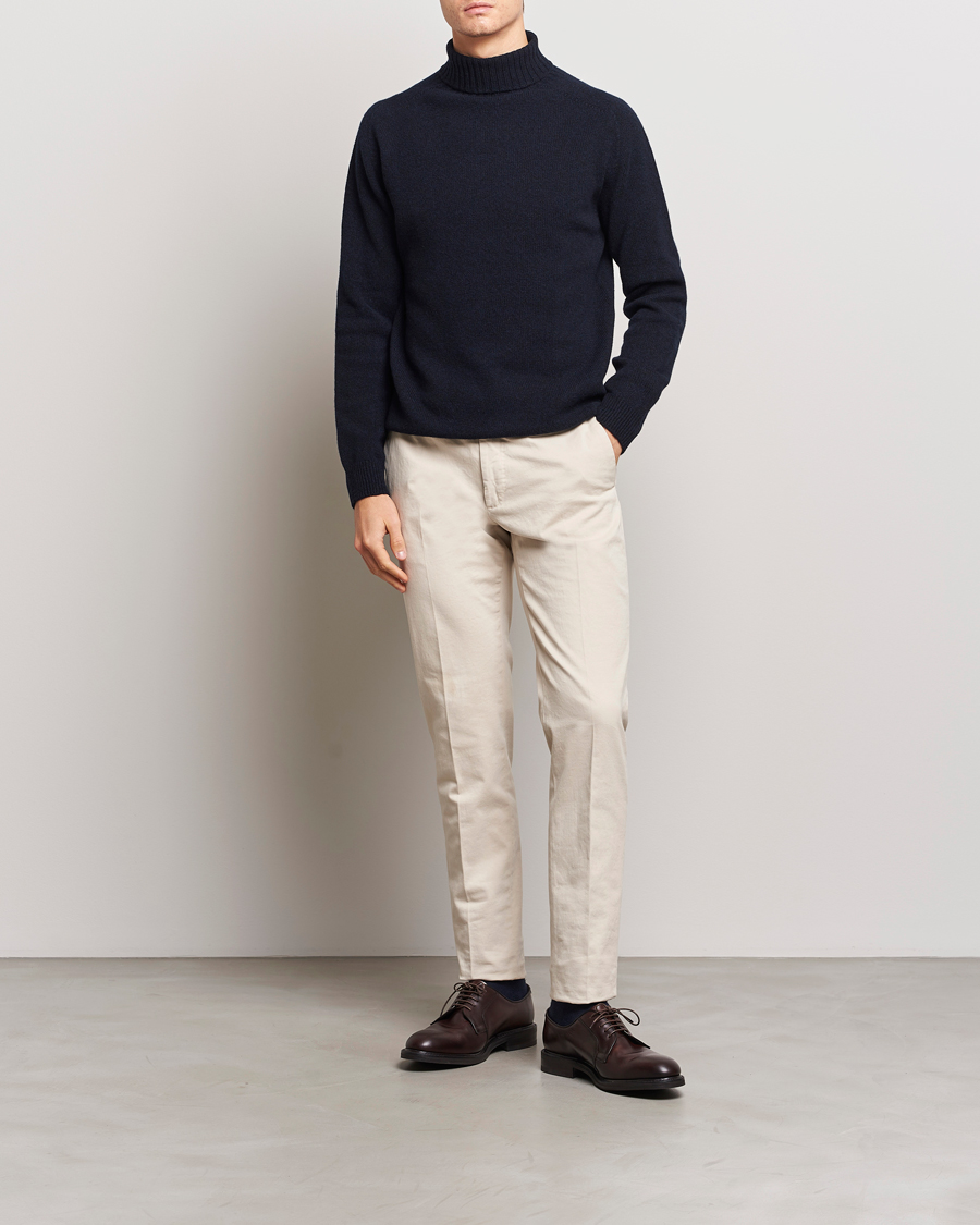 Herre | Trøjer | Sunspel | Lambswool Poloshirt Dark Navy Moiline