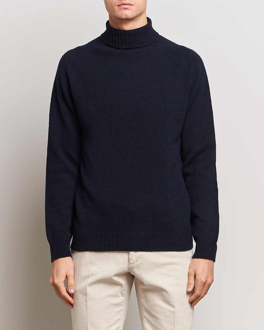 Herre | Trøjer | Sunspel | Lambswool Poloshirt Dark Navy Moiline