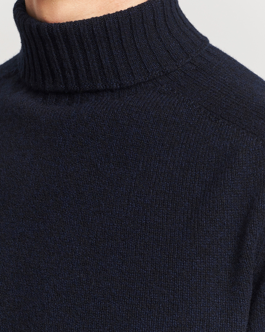 Herre | Trøjer | Sunspel | Lambswool Poloshirt Dark Navy Moiline